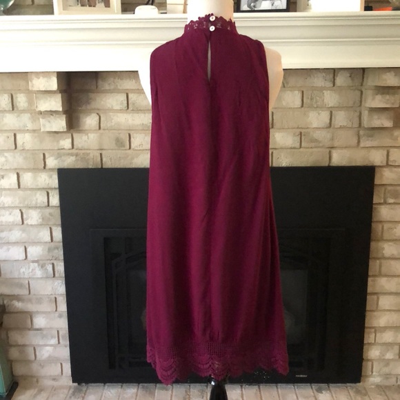 Entro Purple Lace Crest and Trim High Neck BabyDoll Dress size Small - Picture 7 of 13